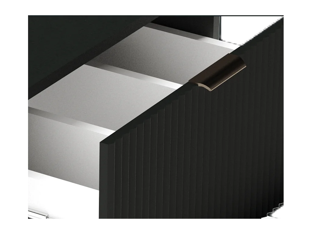 Czarny Zestaw Łazienkowy 80cm Szafka Blat Słupek Ryflowane Fronty