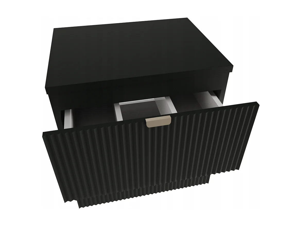 Conjunto de baño negro 80 cm Armario Encimera Columna Frentes ranurados