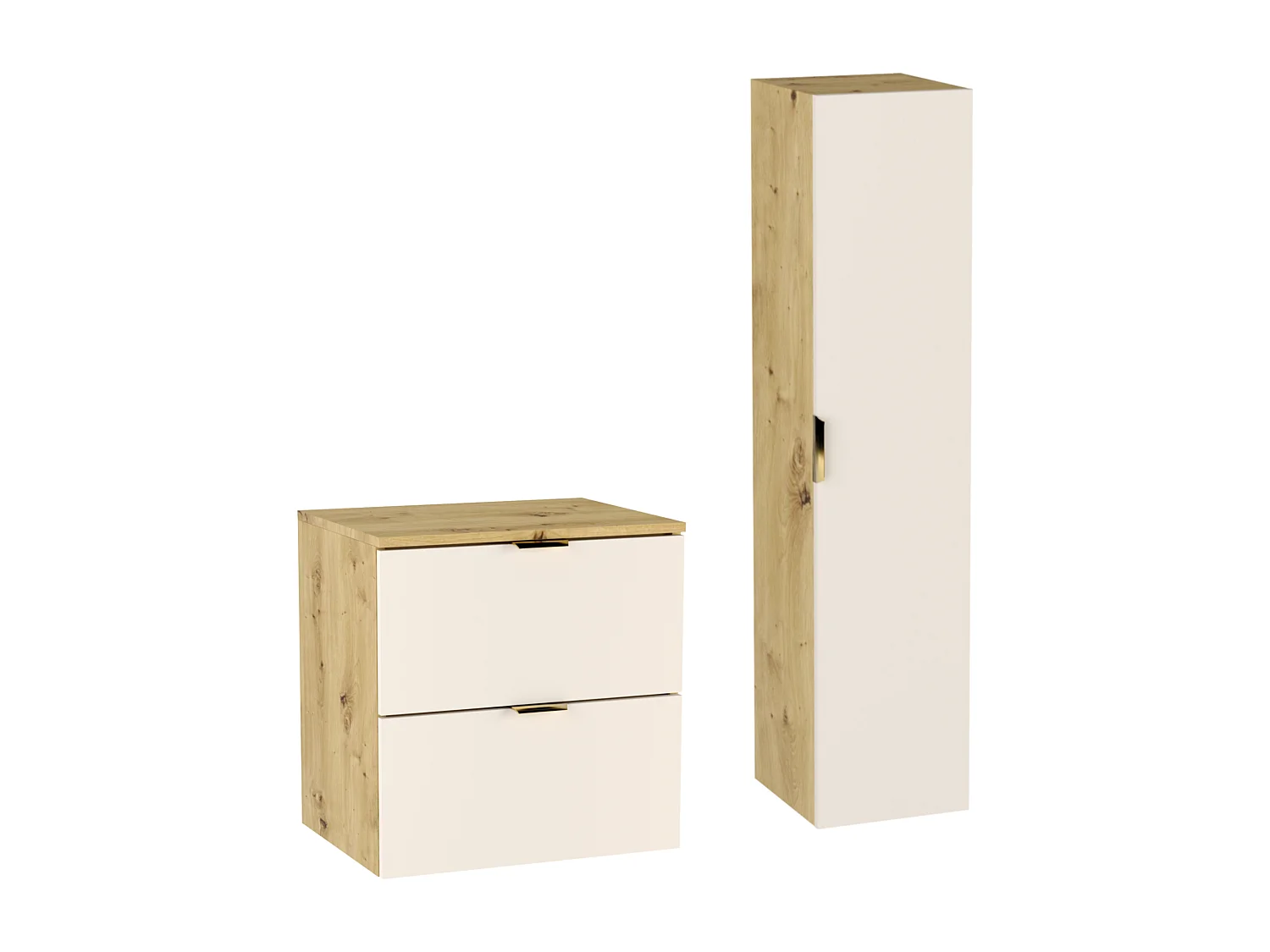 Set da bagno 60 cm Kashmir  / Rovere Noce Mobile con piano + Colonna Orio