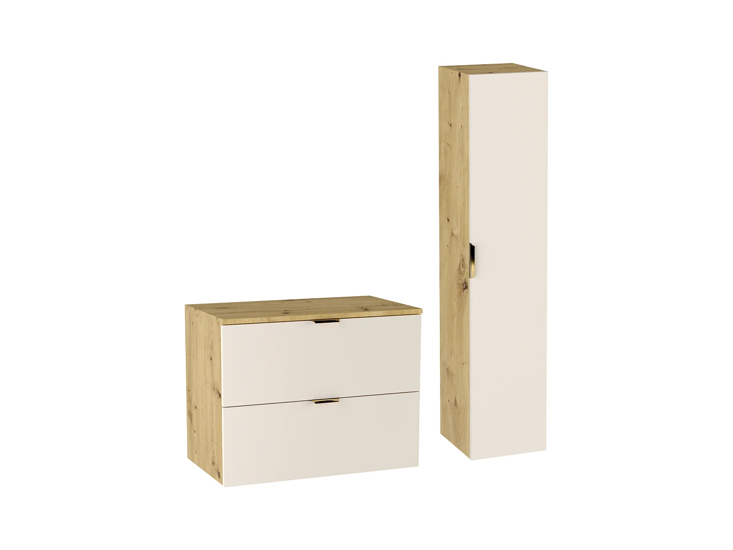 Zestaw Łazienkowy 80cm Szafka z Blatem Słupek Kaszmir  / Dąb Orzech Orio