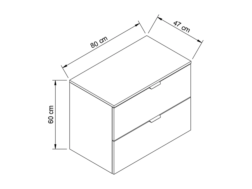 Set da bagno 80 cm Kashmir  / Rovere Noce Mobile con piano + Colonna Orio