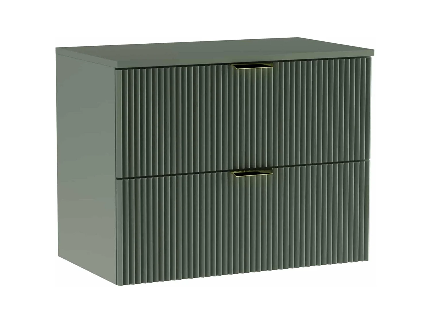 Zielony Zestaw Łazienkowy 80cm Szafka Blat Słupek Ryflowane Fronty