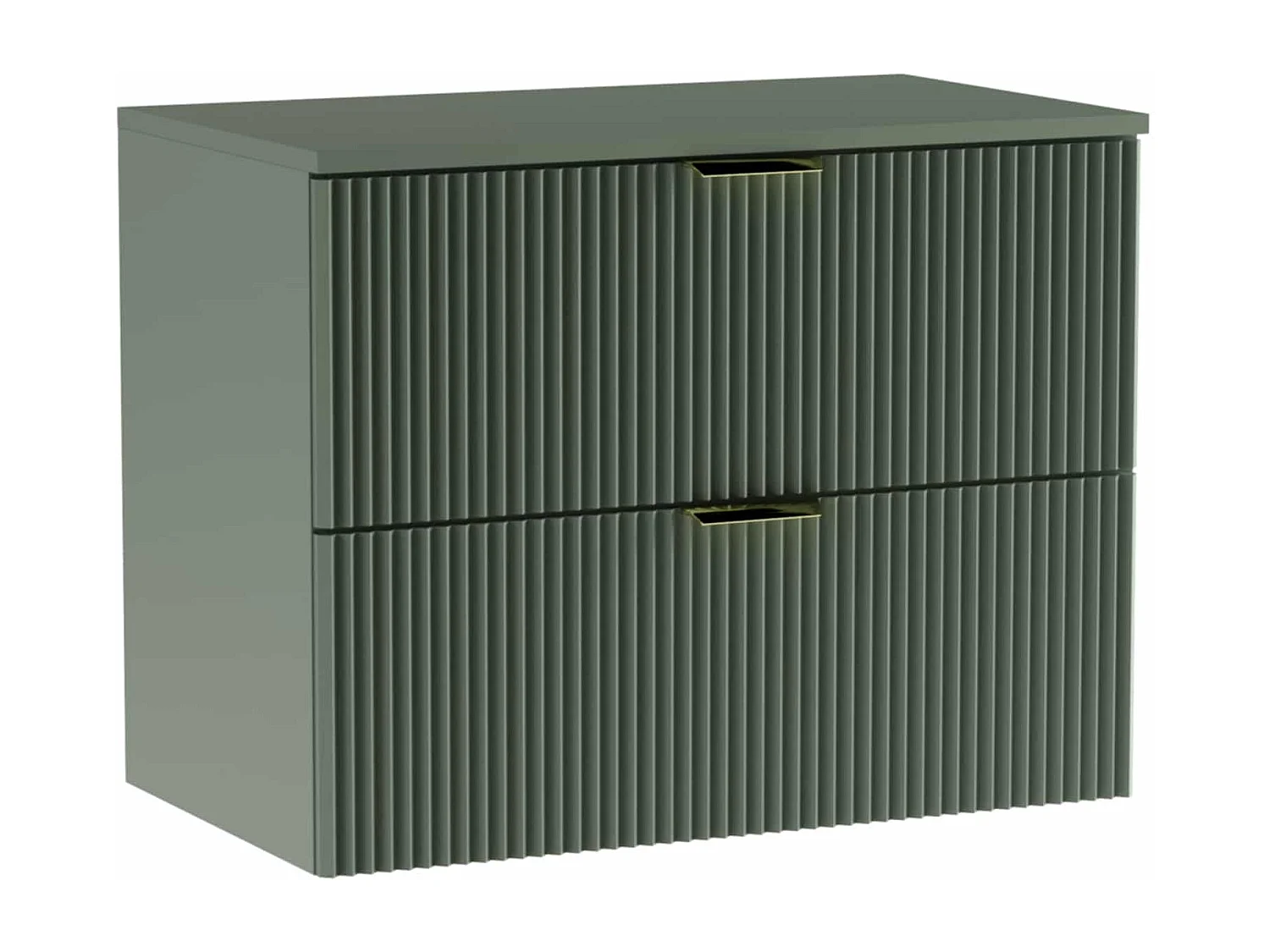 Zielony Zestaw Łazienkowy 80cm Szafka Blat Słupek Ryflowane Fronty