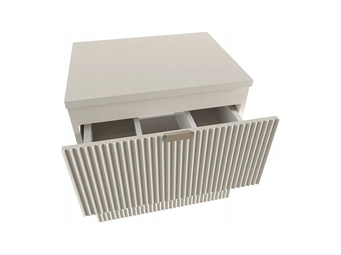 Kaszmirowy Zestaw Łazienkowy 60cm Szafka Blat Słupek Ryflowane Fronty