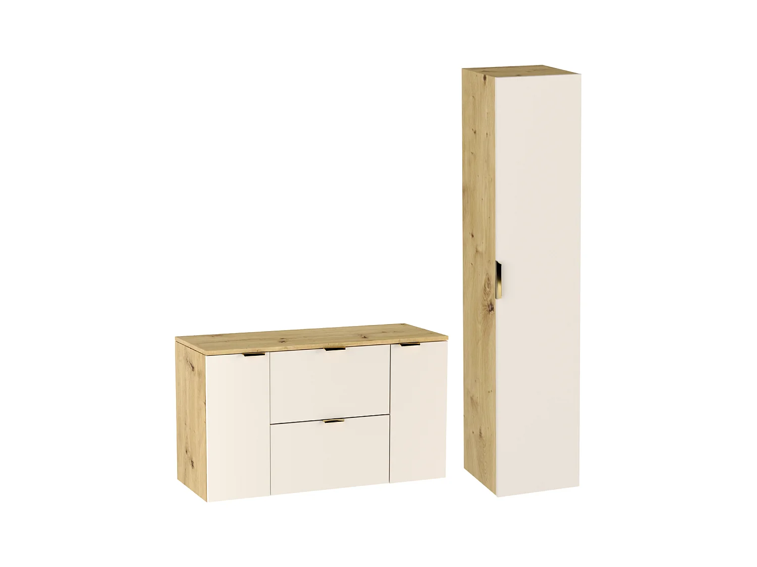 Zestaw Łazienkowy 120cm Szafka z Blatem Słupek Kaszmir  / Dąb Orzech Orio