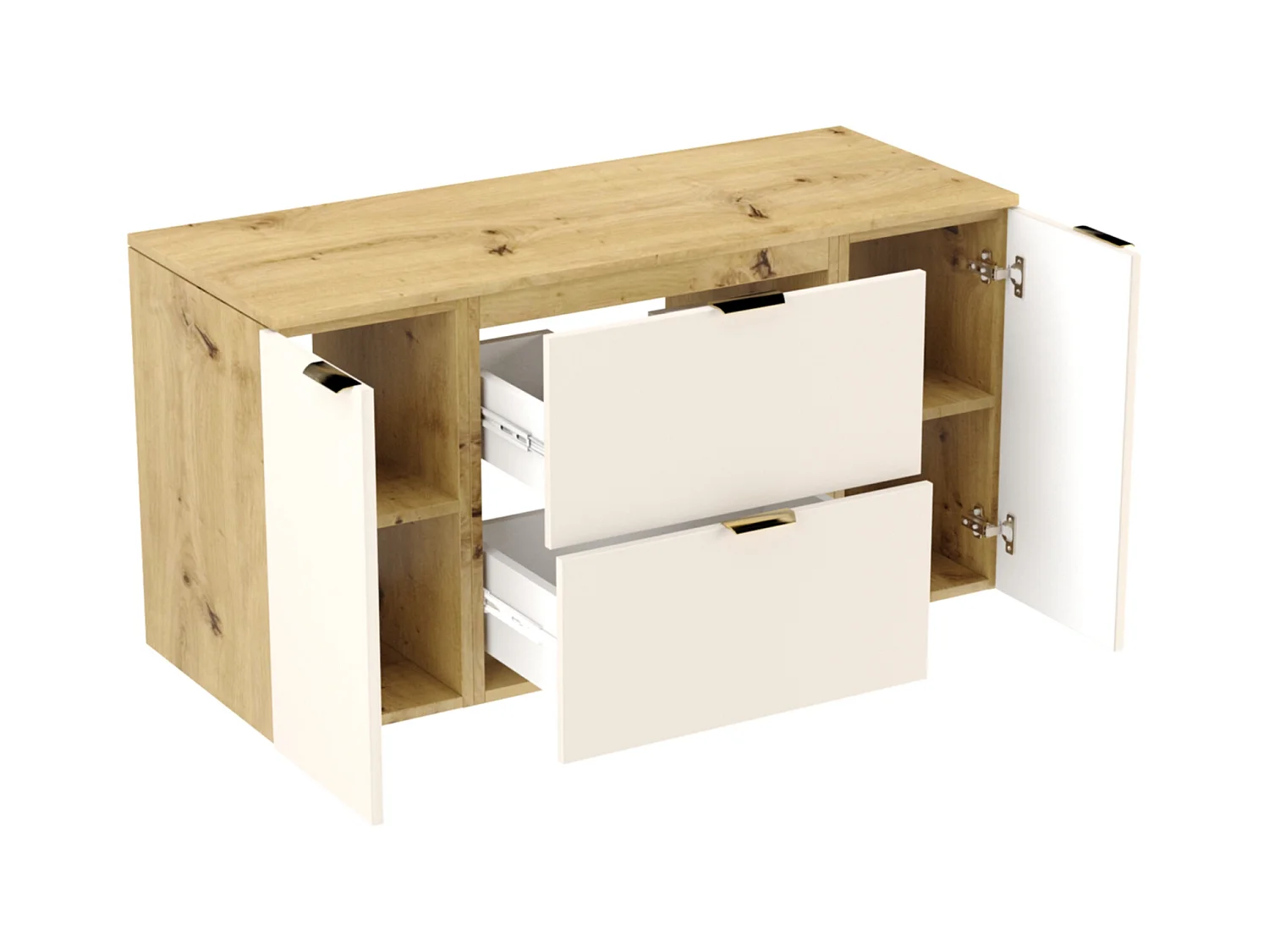 Zestaw Łazienkowy 120cm Szafka z Blatem Słupek Kaszmir  / Dąb Orzech Orio