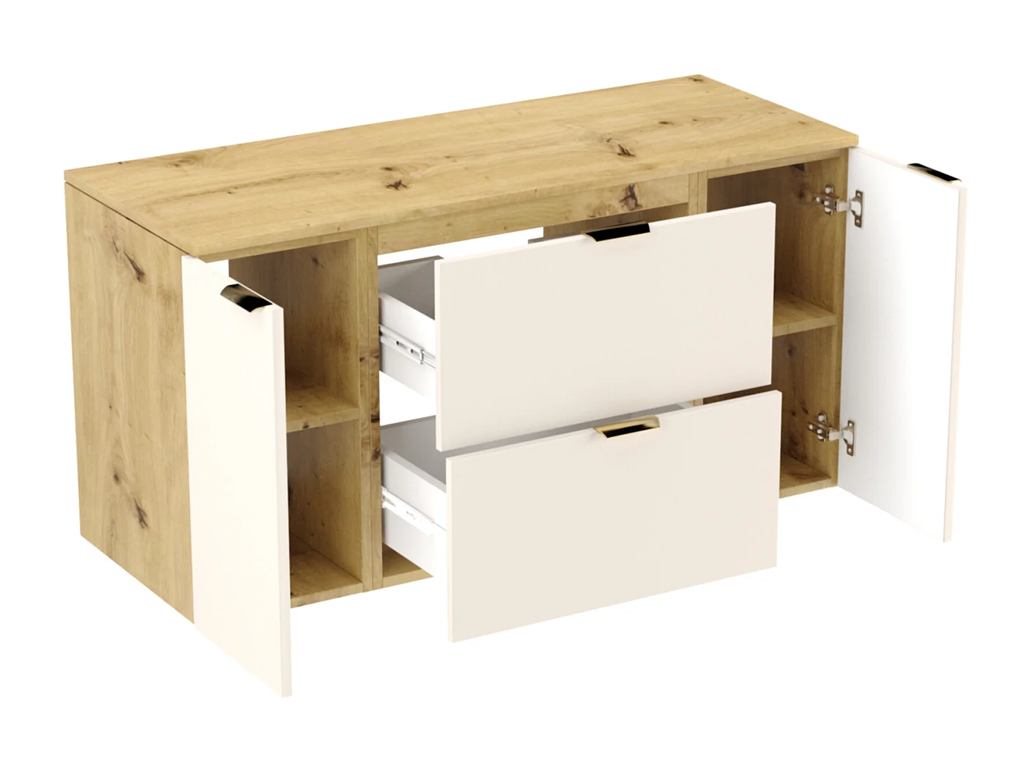 Set da bagno 120 cm Kashmir  / Rovere Noce Mobile con piano + Colonna Orio