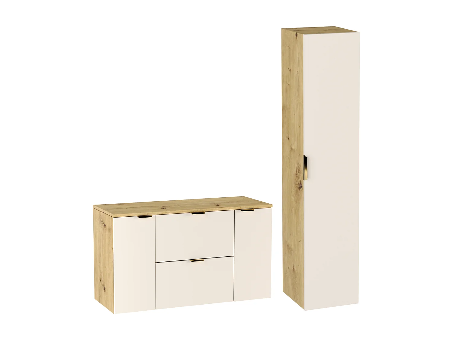 Set da bagno 120 cm Kashmir  / Rovere Noce Mobile con piano + Colonna Orio