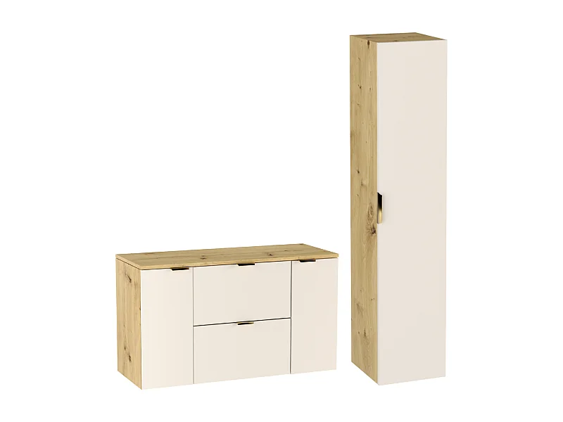 Zestaw Łazienkowy 120cm Szafka z Blatem Słupek Kaszmir  / Dąb Orzech Orio