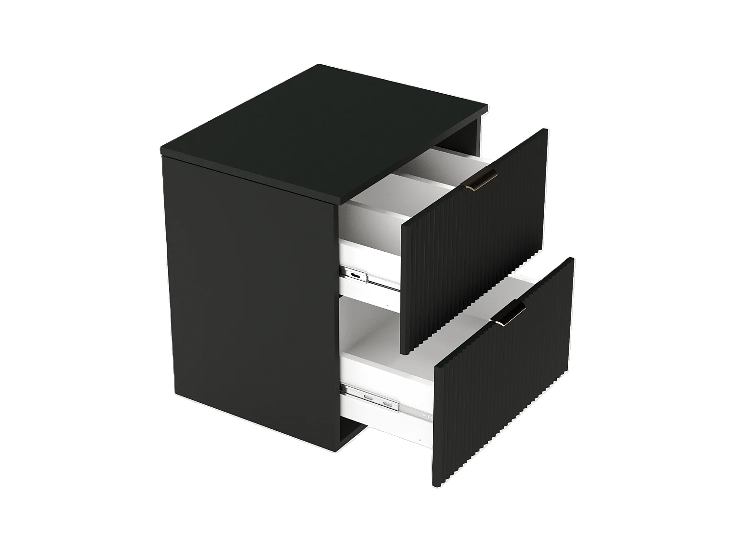 Czarny Zestaw Łazienkowy 100cm Szafka Regał Blat Orzech Słupek Ryflowane Fronty