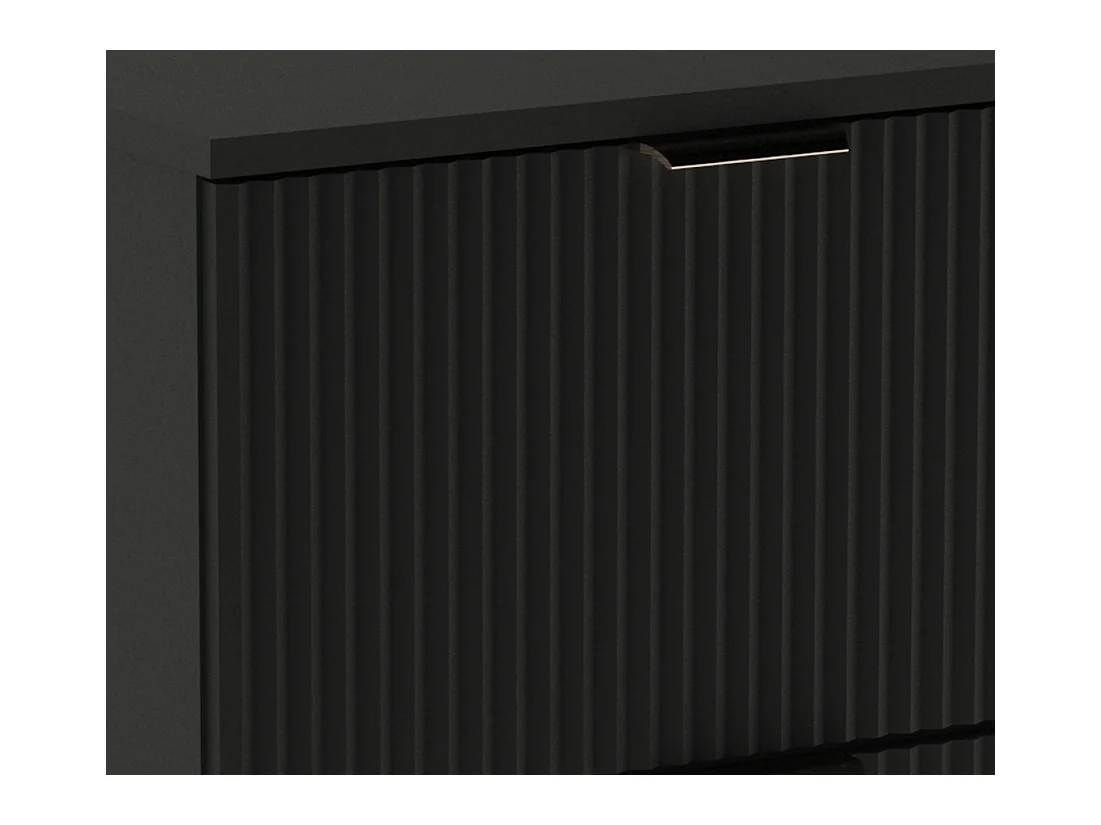 Czarny Zestaw Łazienkowy 100cm Szafka Regał Blat Orzech Słupek Ryflowane Fronty