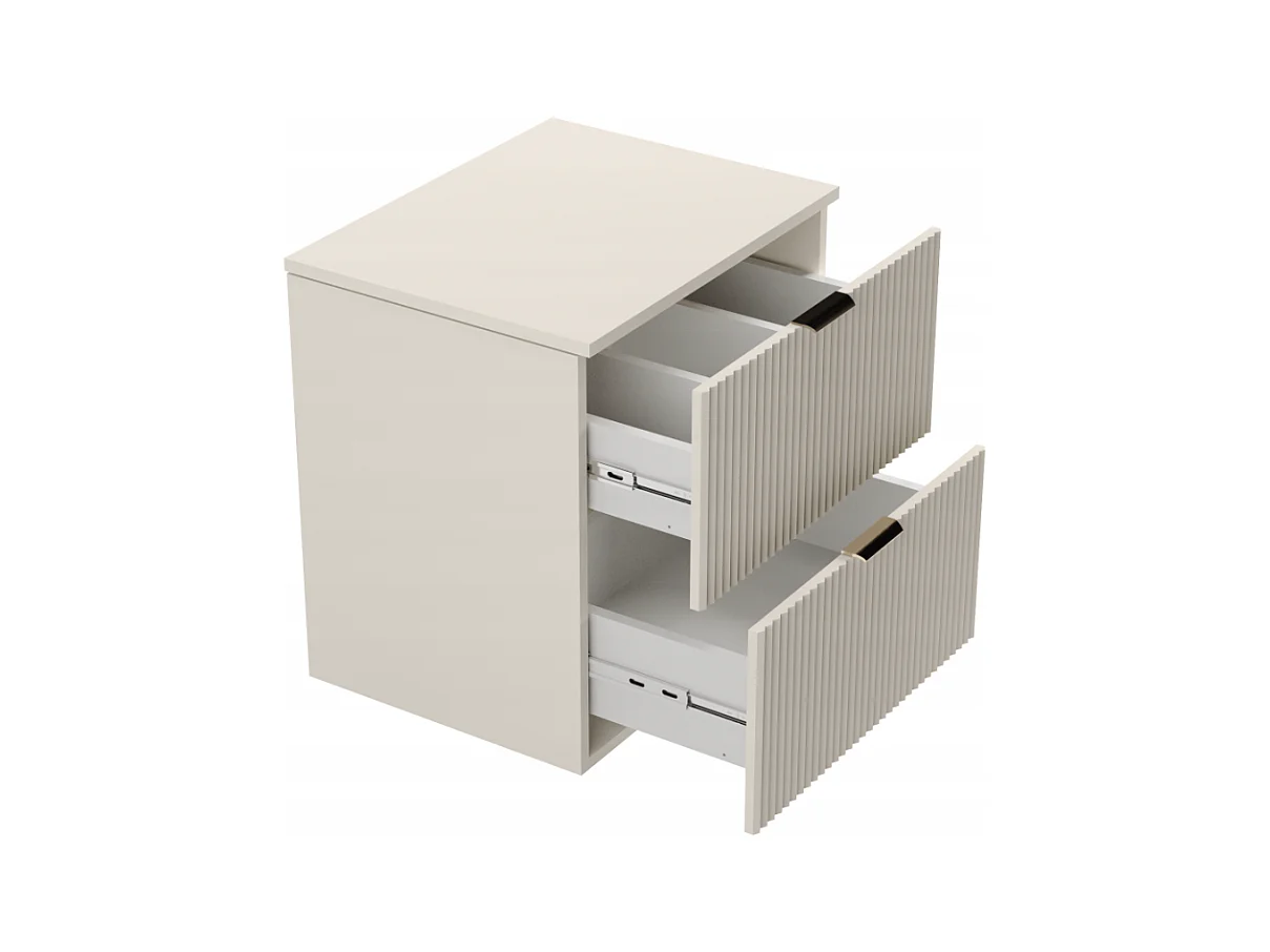 Kaszmirowy Zestaw Łazienkowy 100cm Szafka Blat Regał Słupek Ryflowane Fronty