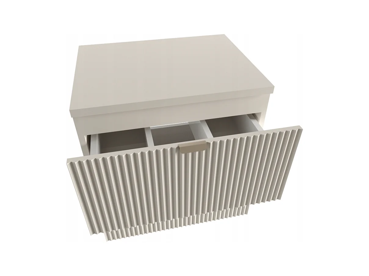 Kaszmirowy Zestaw Łazienkowy 80cm Szafka Blat Regał Słupek Ryflowane Fronty