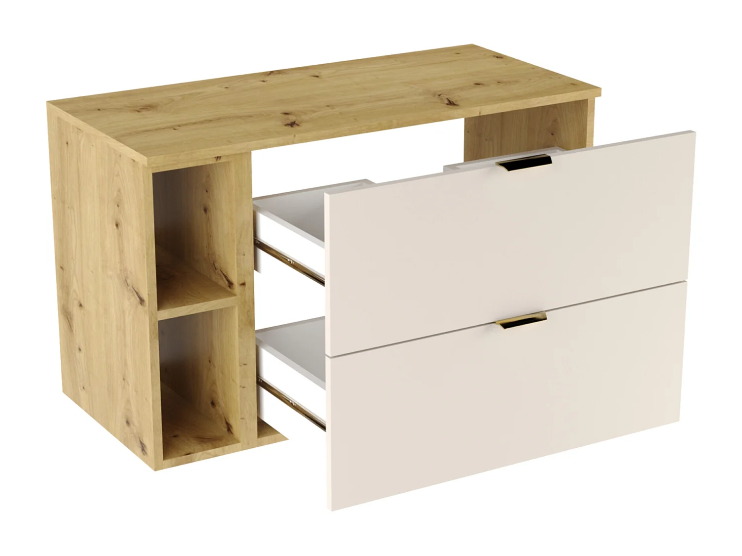 Zestaw Łazienkowy 100cm Szafka z Blatem i Regałem Słupek Kaszmir  / Dąb Orzech Orio