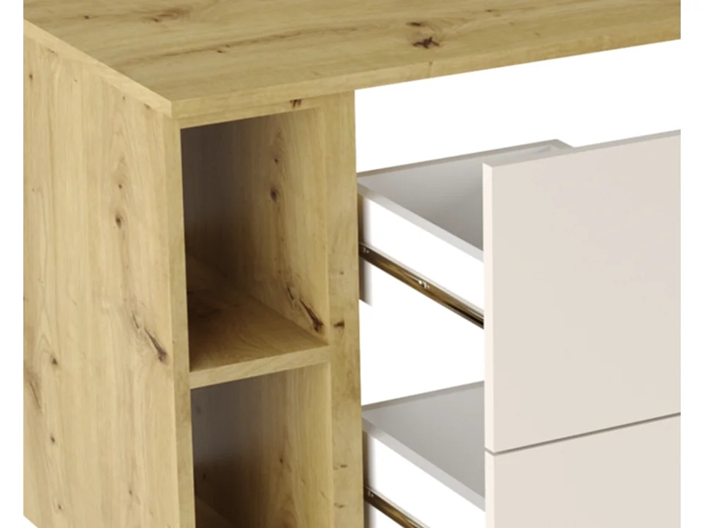 Ensemble de salle de bain 100 cm Cachemire  / Chêne noyer Armoire avec plateau et étagère + colonne Orio