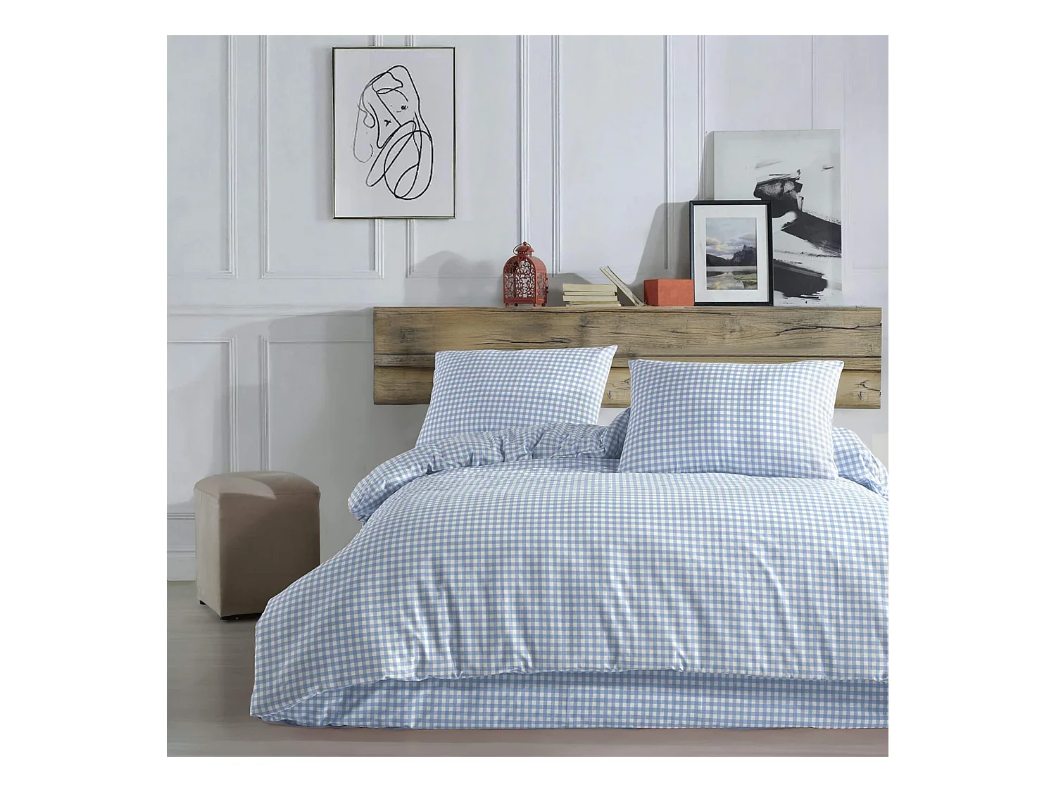 Parure de lit Vichy 240x220 Bleu