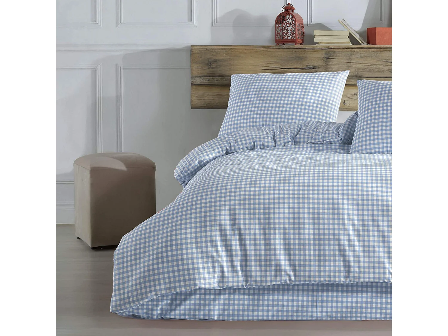 Parure de lit Vichy 240x220 Bleu