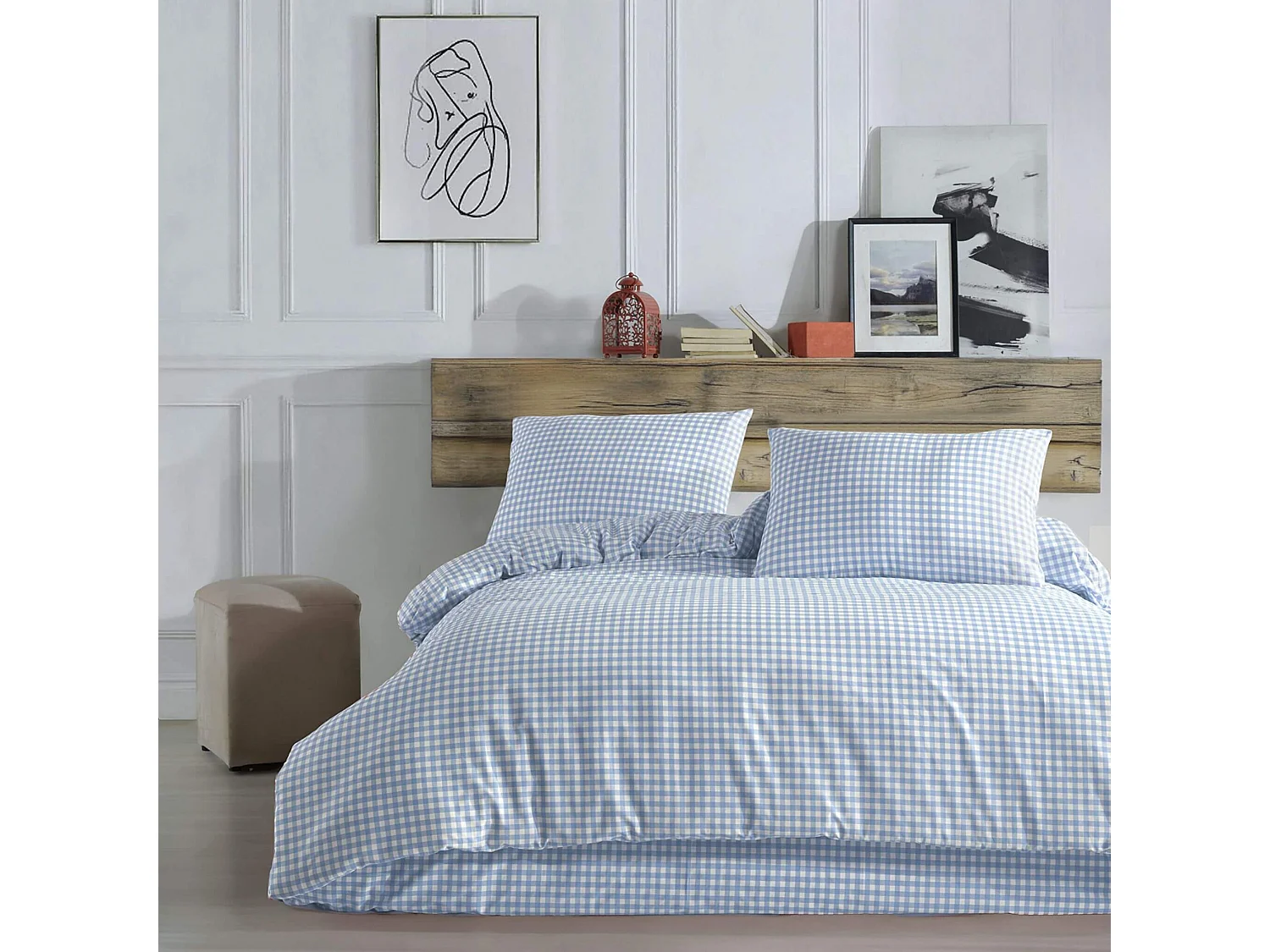 Parure de lit Vichy 200x200 Bleu