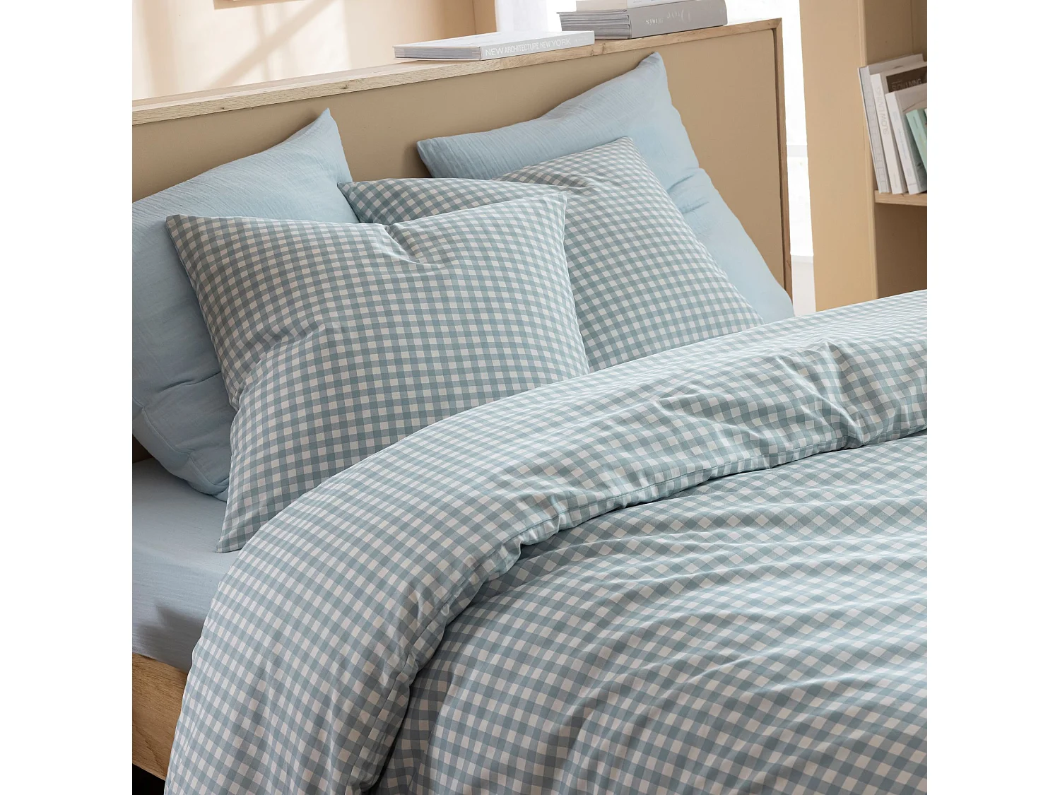 Parure de lit Vichy 200x200 Bleu