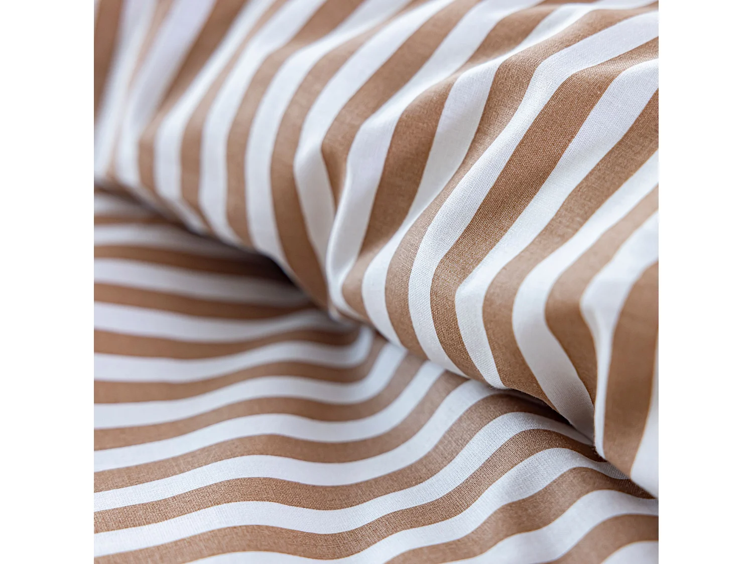 Parure de lit 260x240 coton à rayures marron Terre de Nuit Horizon