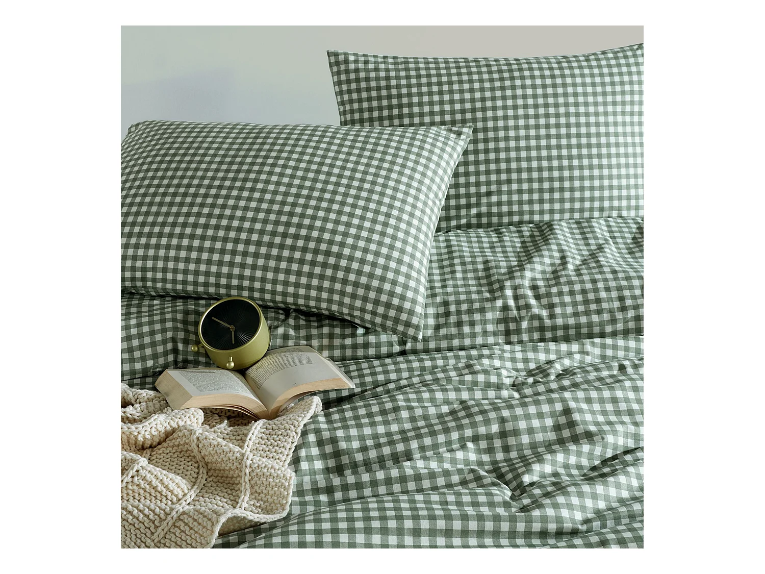 Parure de lit Vichy 260x240 Vert foncé