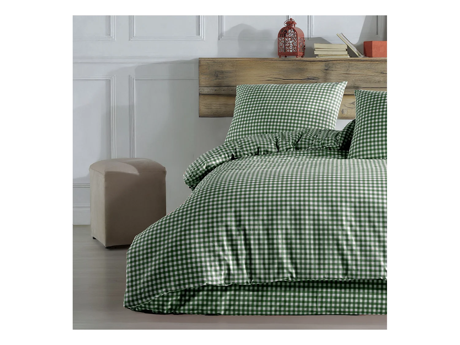 Parure de lit Vichy 240x220 Vert foncé