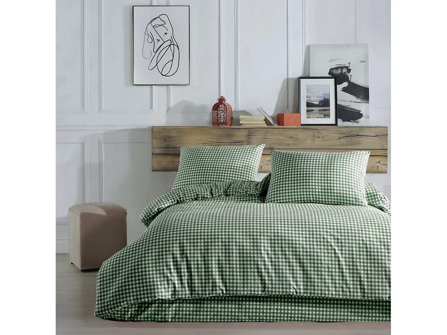 Parure de lit Vichy 240x220 Vert foncé