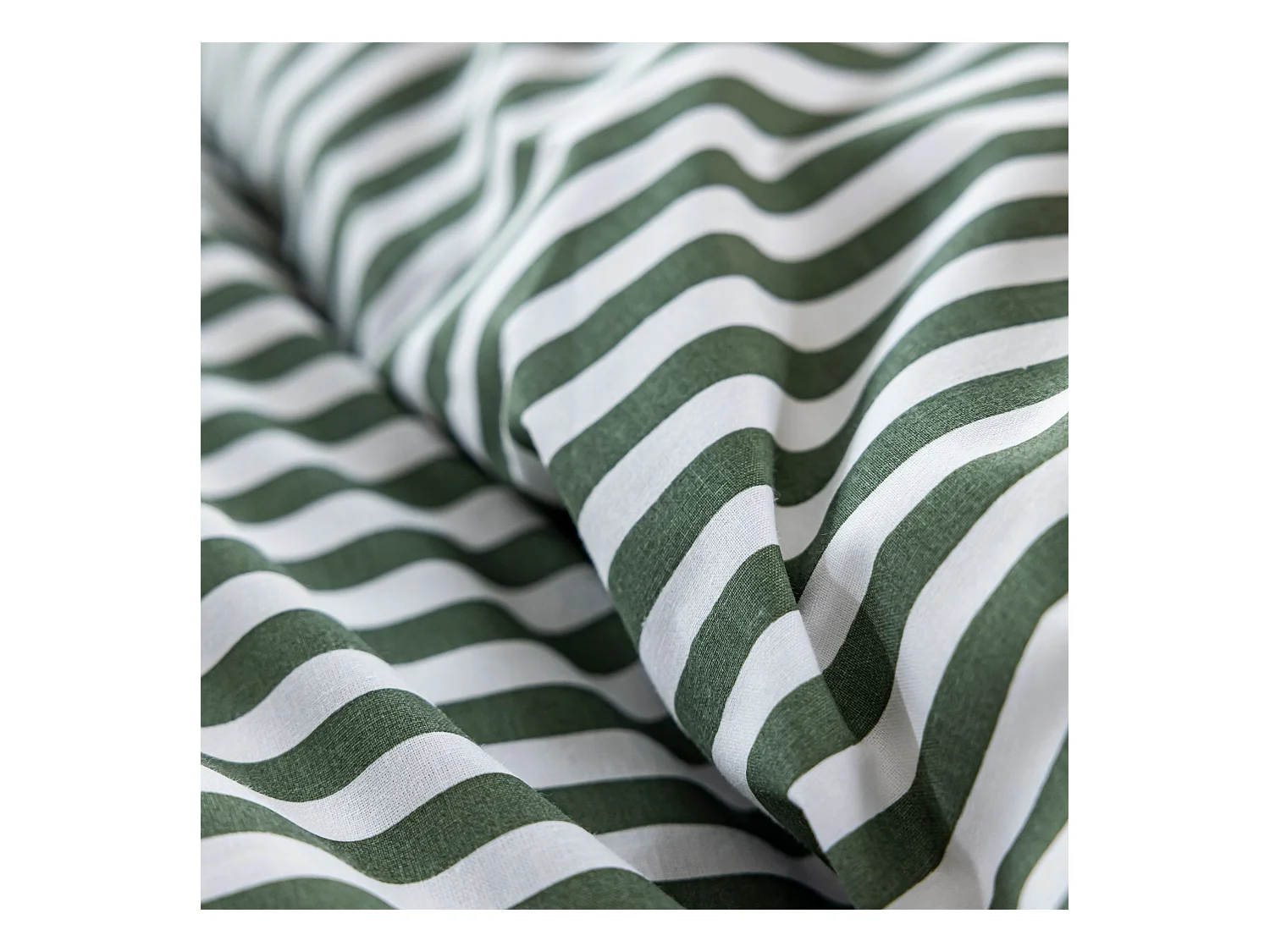 Parure de lit 200x200 coton à rayures vert Terre de Nuit Horizon