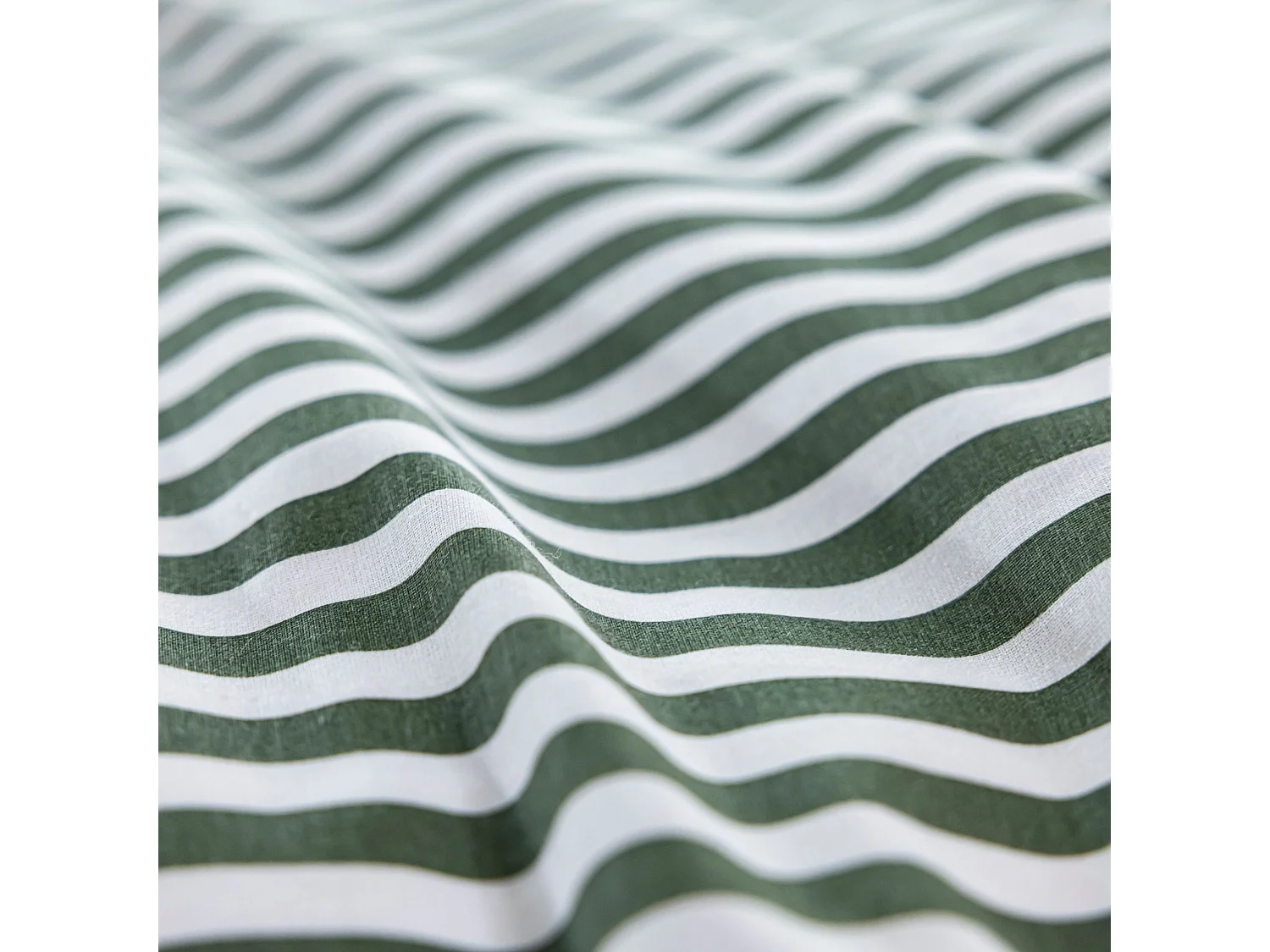 Parure de lit 200x200 coton à rayures vert Terre de Nuit Horizon
