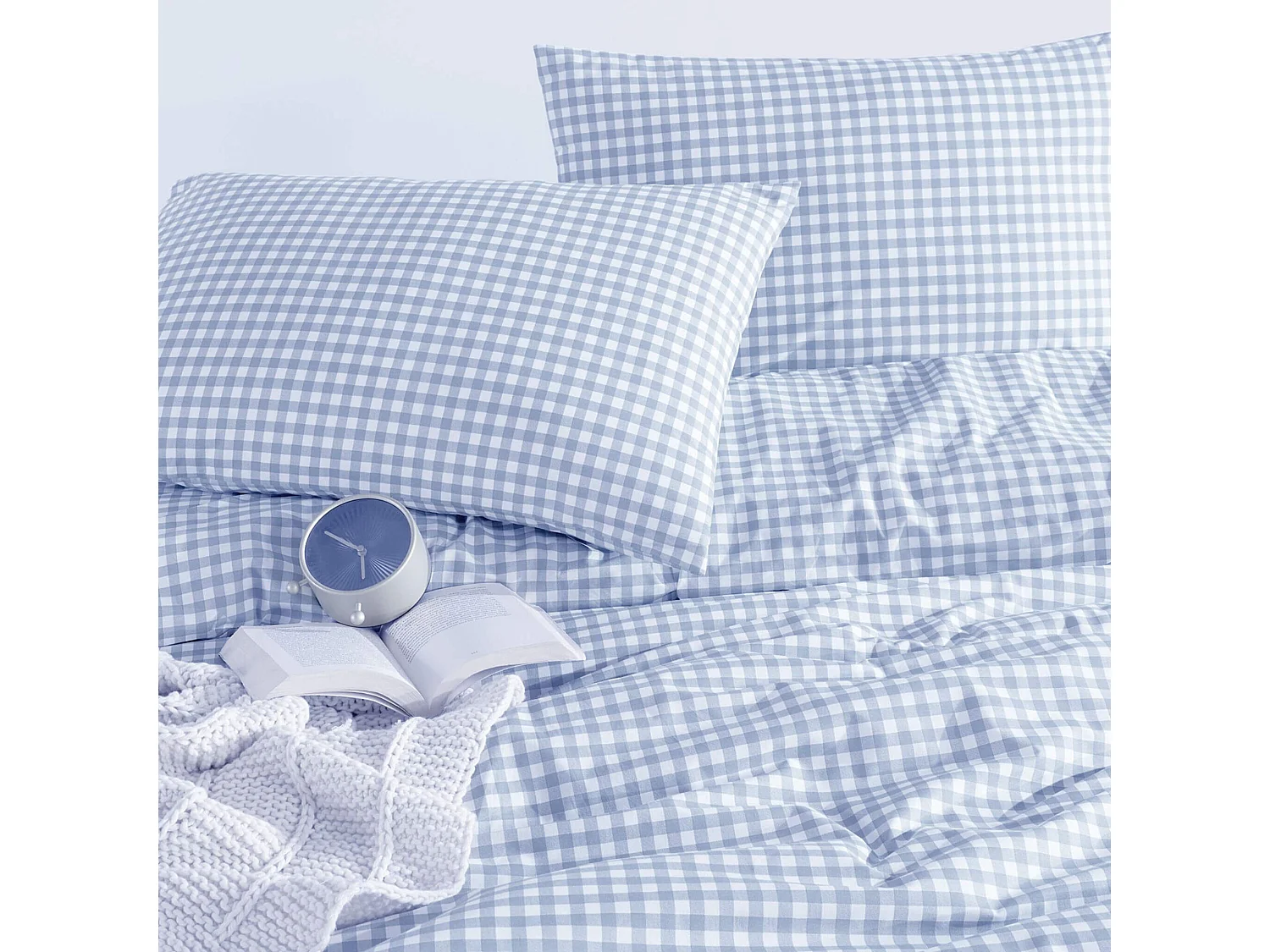 Parure de lit Vichy 260x240 Bleu