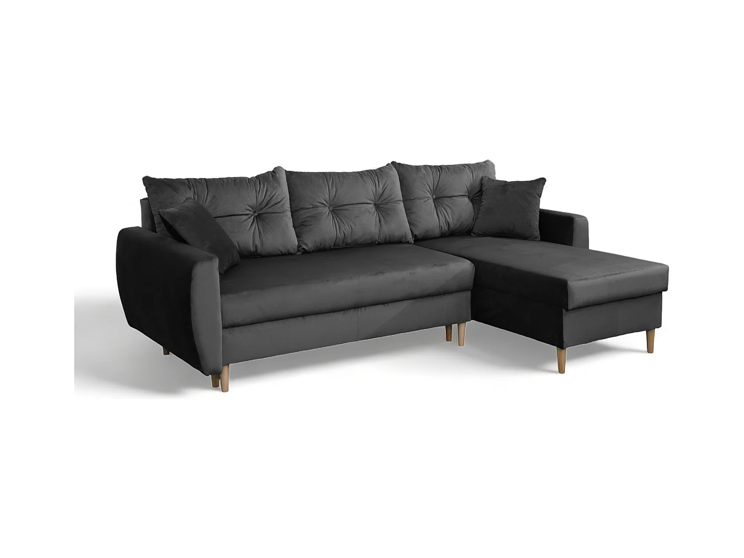 Narożnik z funkcją spania prawostronny  ROMEO L, tkanina Riviera 95 szara, 234x156x74 cm