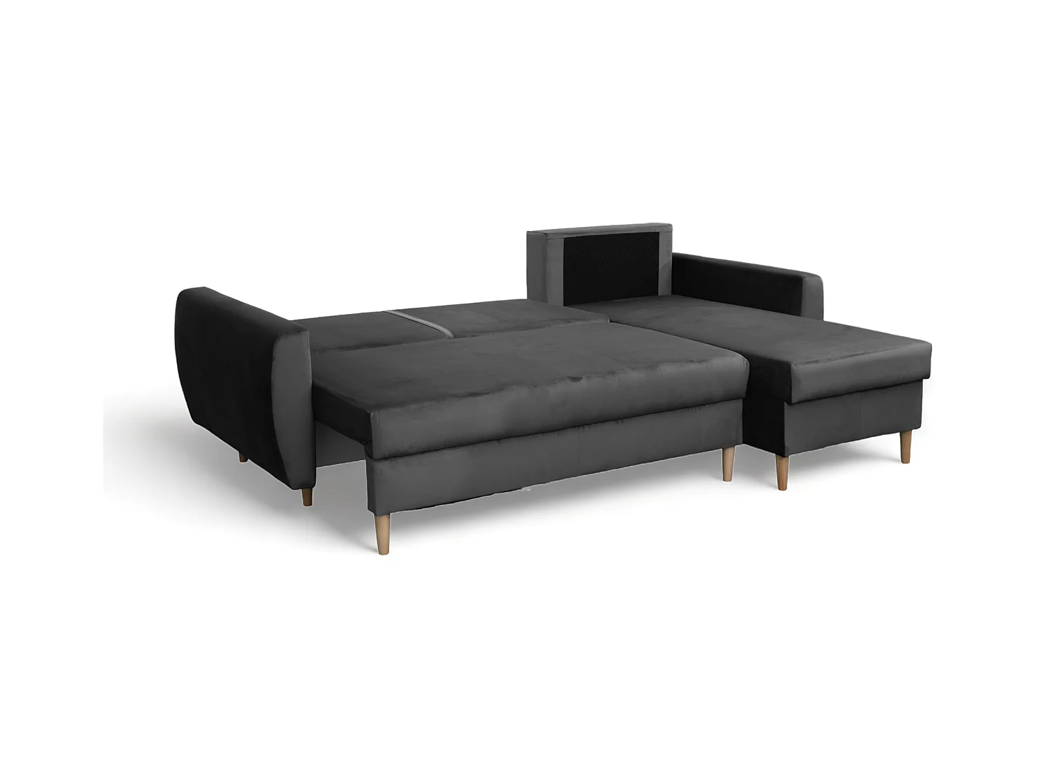 Narożnik z funkcją spania prawostronny  ROMEO L, tkanina Riviera 95 szara, 234x156x74 cm