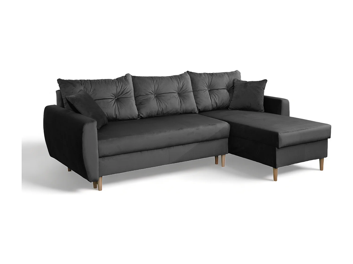 Ecksofa mit Schlaffunktion, rechtsseitig ROMEO L, Stoff Riviera 95 grau, 234x156x74 cm