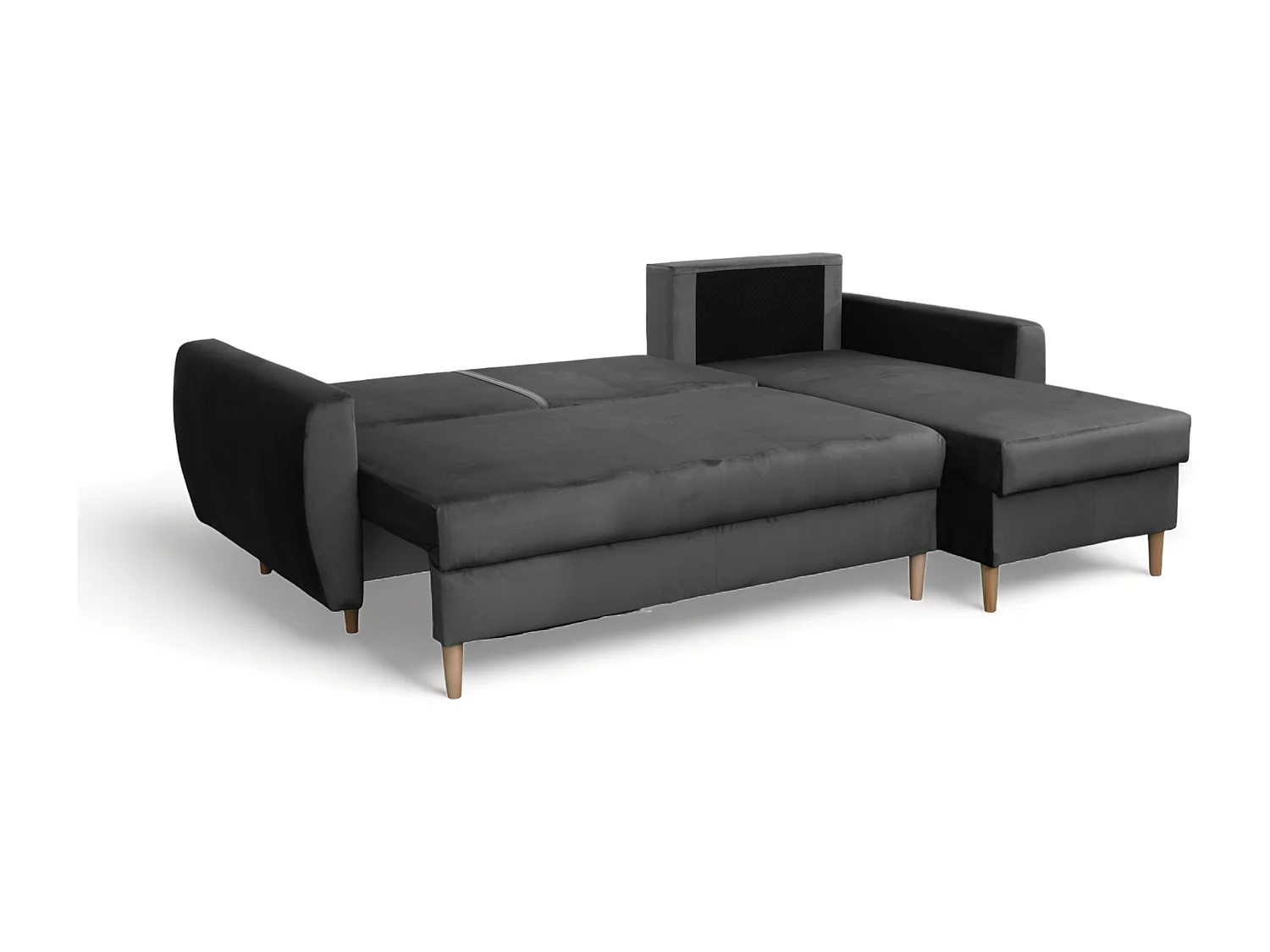 Narożnik z funkcją spania prawostronny  ROMEO L, tkanina Riviera 95 szara, 234x156x74 cm