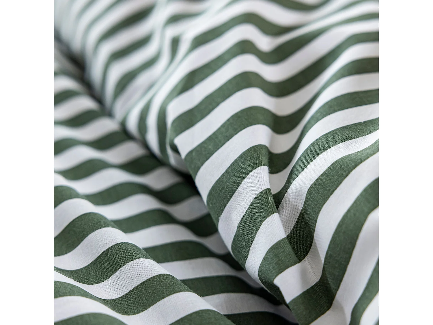 Parure de lit 260x240 coton à rayures vert Terre de Nuit Horizon