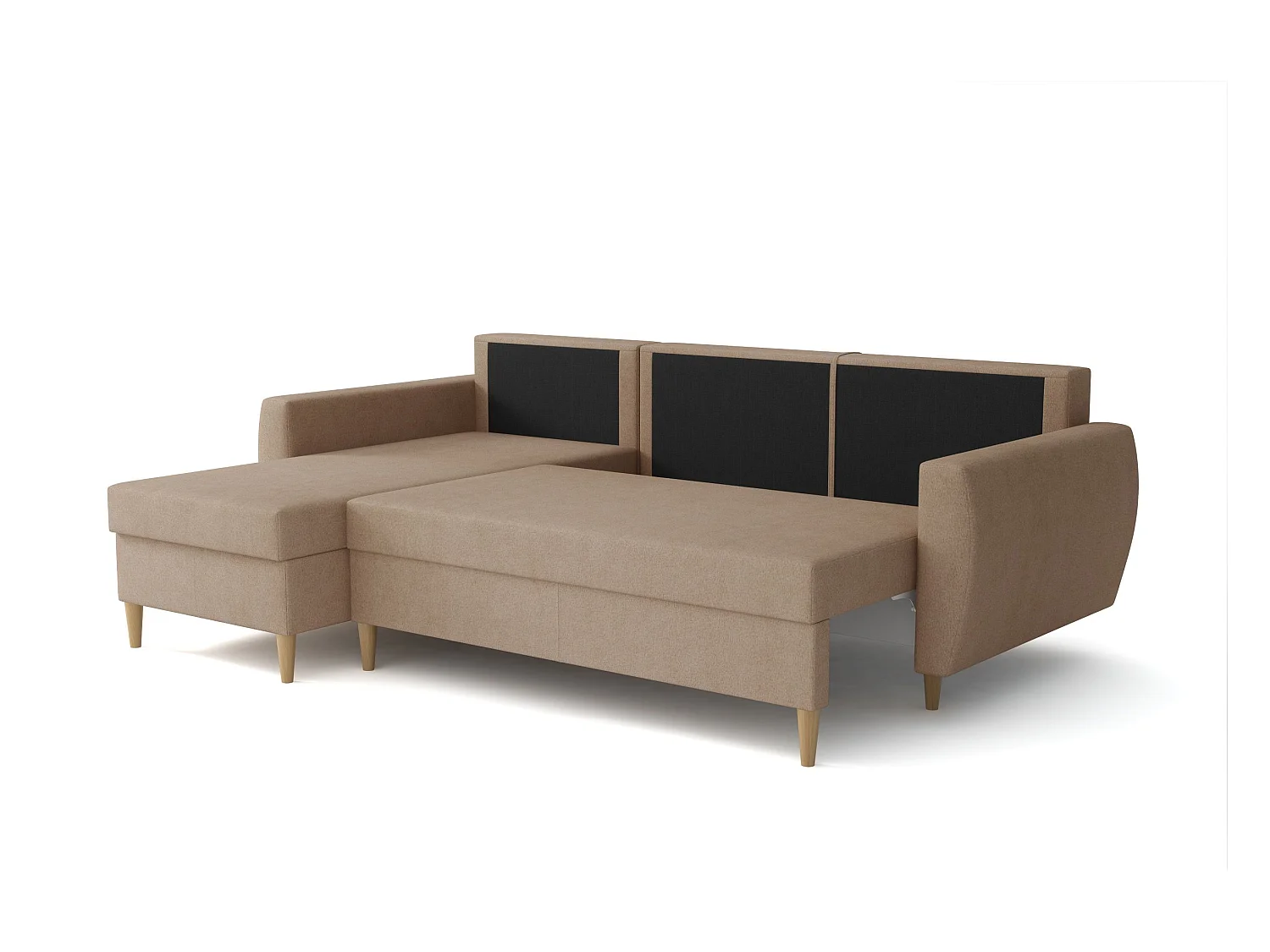 Hoekbank met slaapfunctie, linkse uitvoering ROMEO L, stof Manila 21 beige, 234x156x74 cm