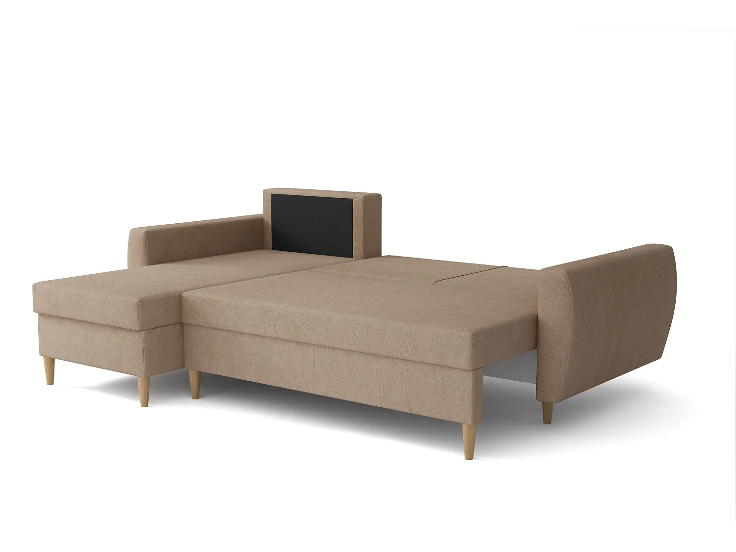 Hoekbank met slaapfunctie, linkse uitvoering ROMEO L, stof Manila 21 beige, 234x156x74 cm