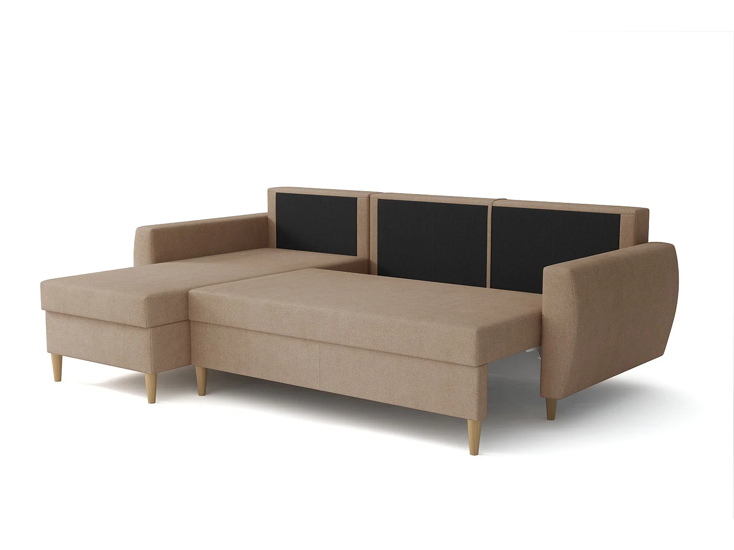 Hoekbank met slaapfunctie, linkse uitvoering ROMEO L, stof Manila 21 beige, 234x156x74 cm