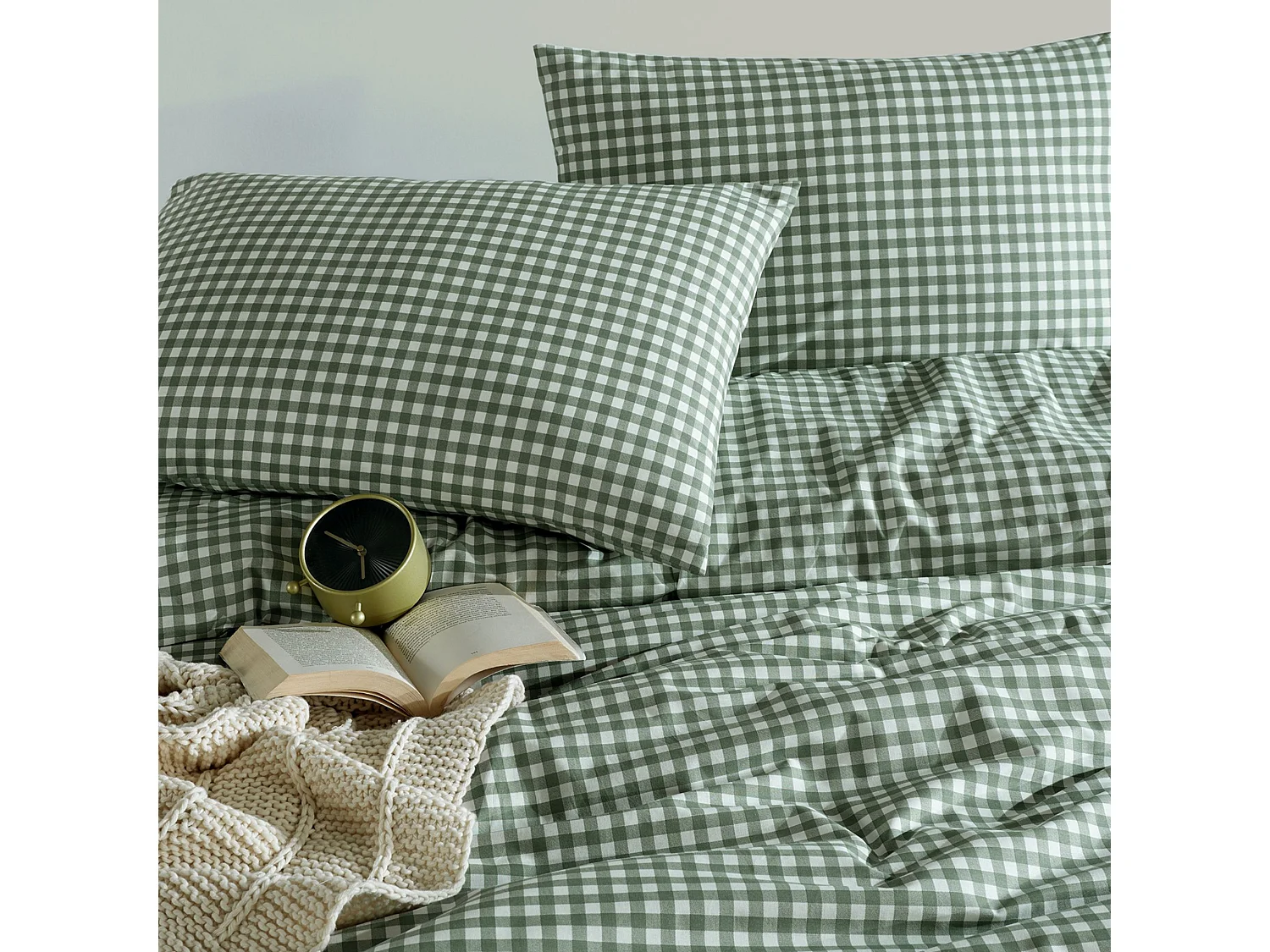 Parure de lit Vichy 140x200 Vert foncé