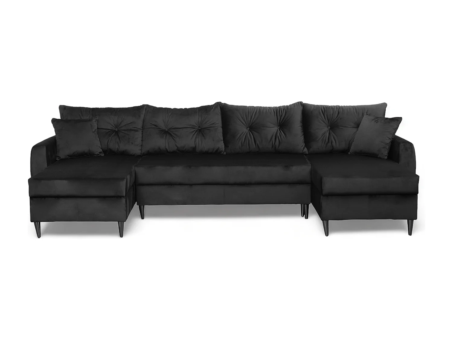 Ecksofa mit Schlaffunktion ROMEO U, Stoff Riviera 100 schwarz, Maße 300 × 156 × 74 cm