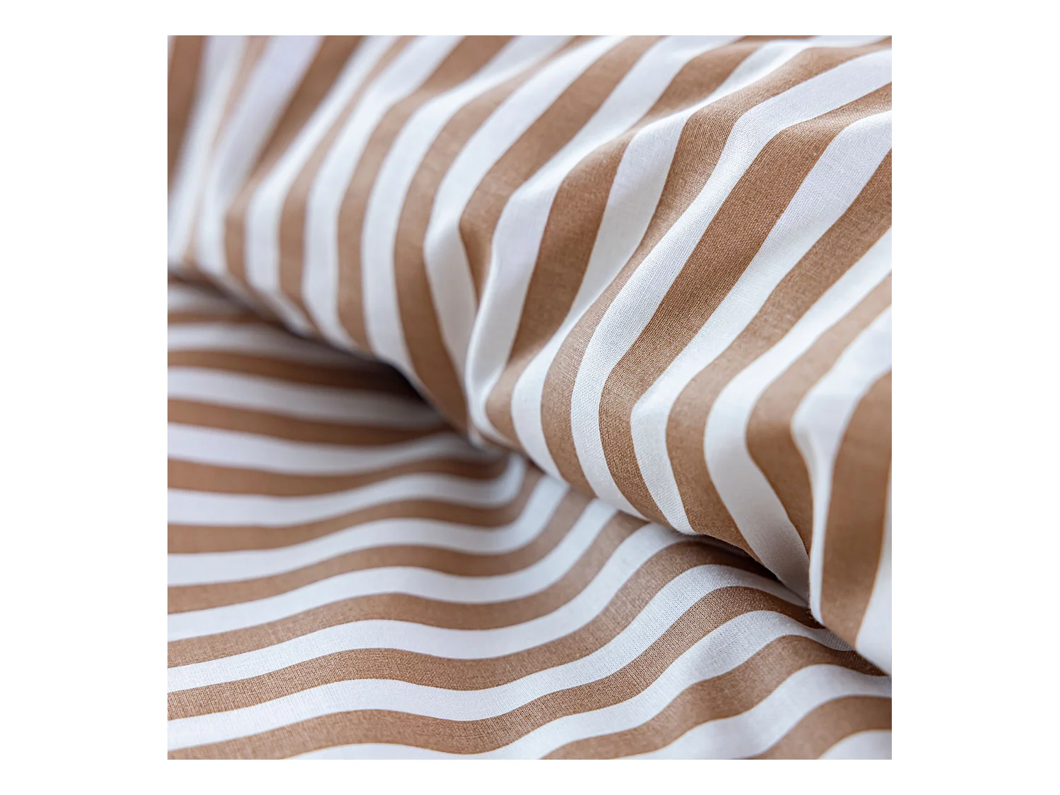 Parure de lit 200x200 coton à rayures marron Terre de Nuit Horizon