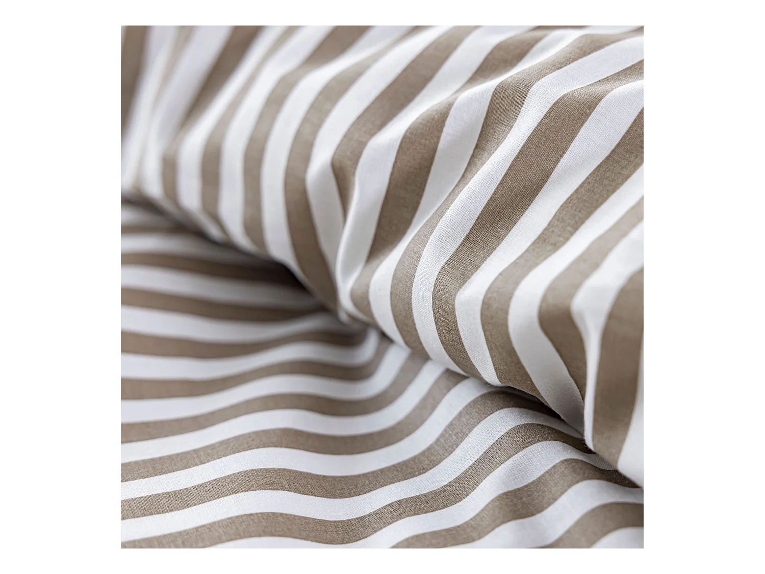 Parure de lit 240x220 coton à rayures taupe Terre de Nuit Horizon