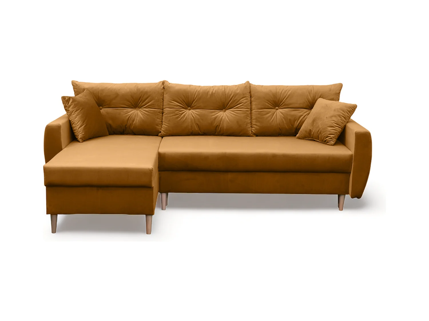 Canapé d’angle avec fonction de couchage, côté gauche  ROMEO L, tissu Riviera 41 moutarde, 234x156x74 cm