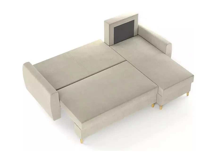 Canapé d’angle avec fonction de couchage, côté gauche  ROMEO L, tissu Riviera 41 moutarde, 234x156x74 cm