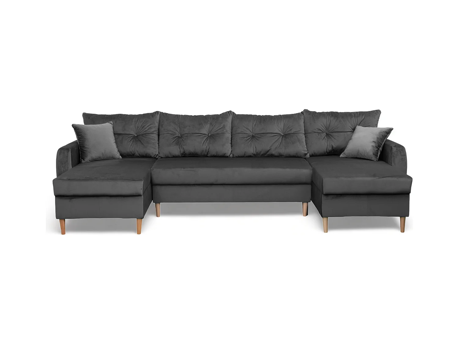 Narożnik z funkcją spania, ROMEO U , tkanina  Riviera 95 szara, wymiary 300 × 156 × 74 cm.