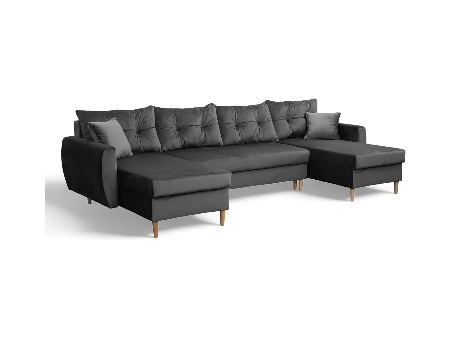 Hoekbank met slaapfunctie ROMEO U, stof Riviera 95 grijs, afmetingen 300 × 156 × 74 cm