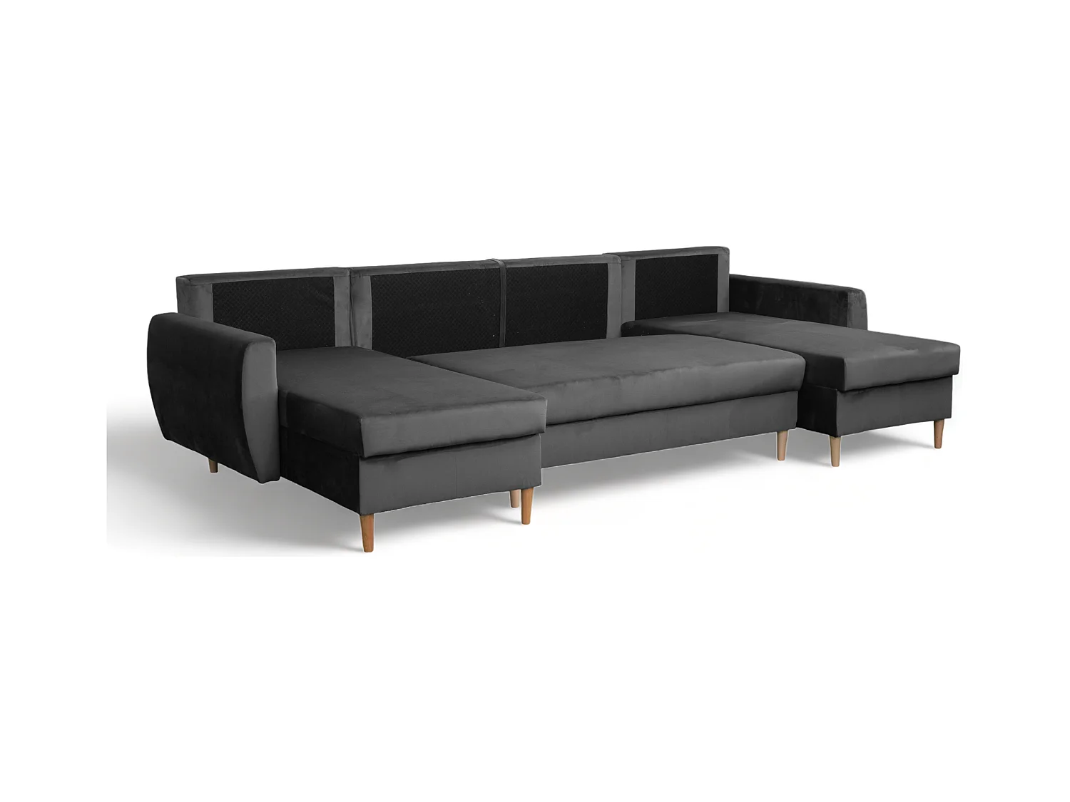 Hoekbank met slaapfunctie ROMEO U, stof Riviera 95 grijs, afmetingen 300 × 156 × 74 cm
