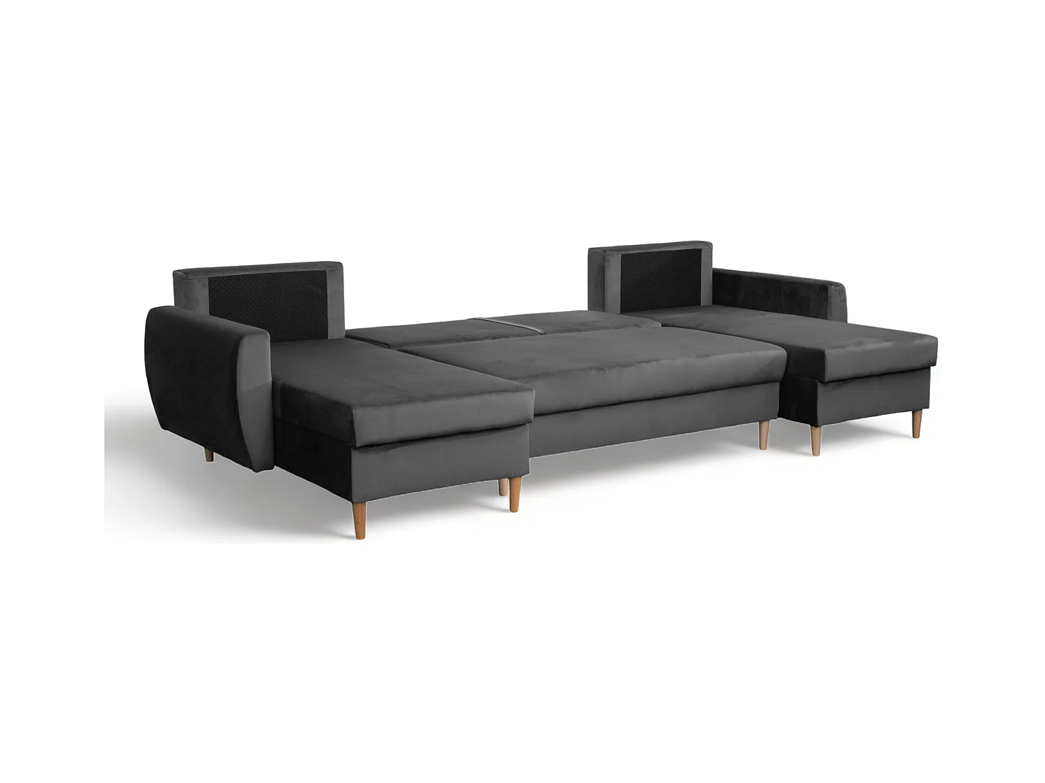 Hoekbank met slaapfunctie ROMEO U, stof Riviera 95 grijs, afmetingen 300 × 156 × 74 cm