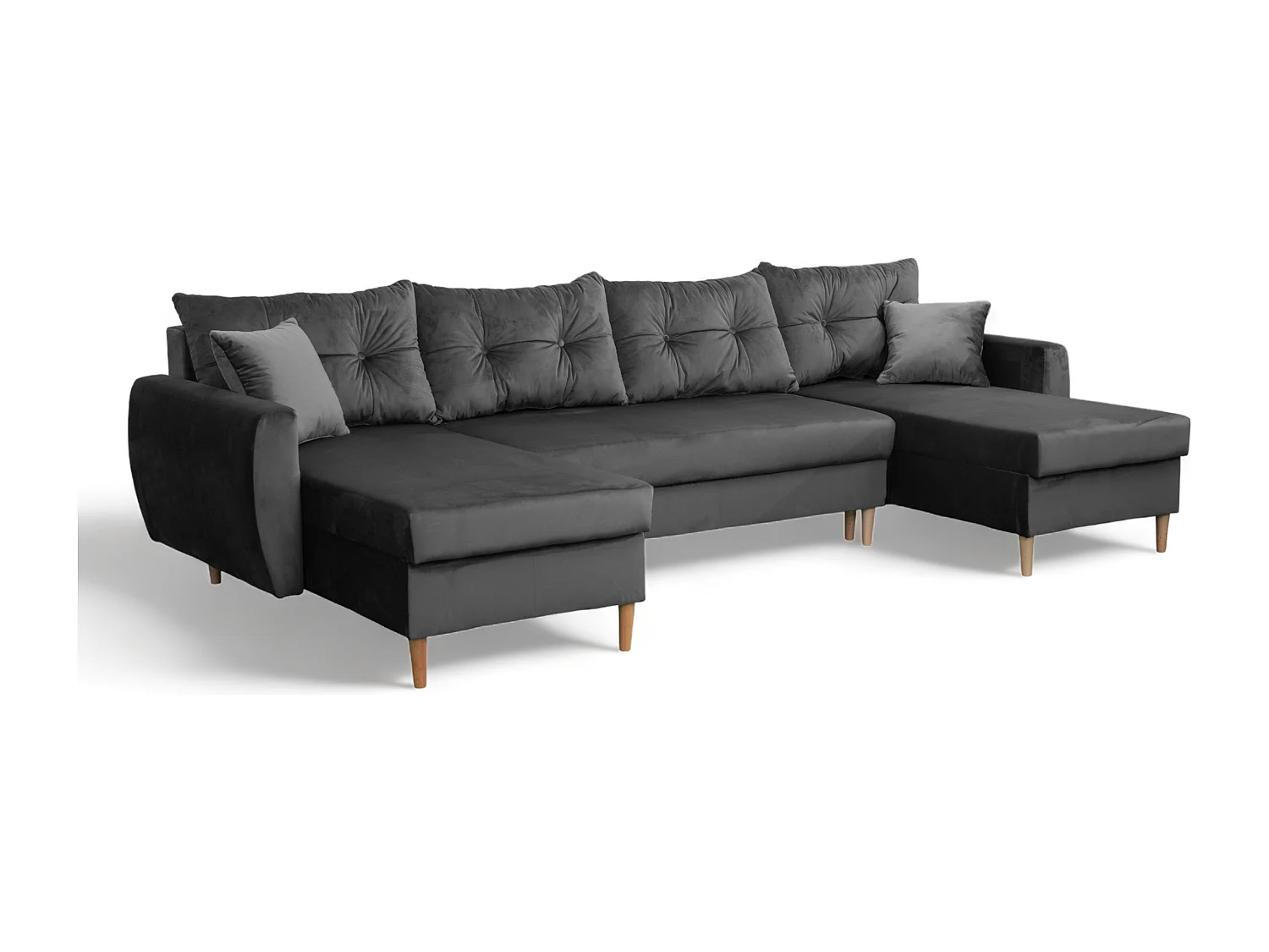 Ecksofa mit Schlaffunktion ROMEO U,  Stoff Riviera 95 grau, Maße 300 × 156 × 74 cm