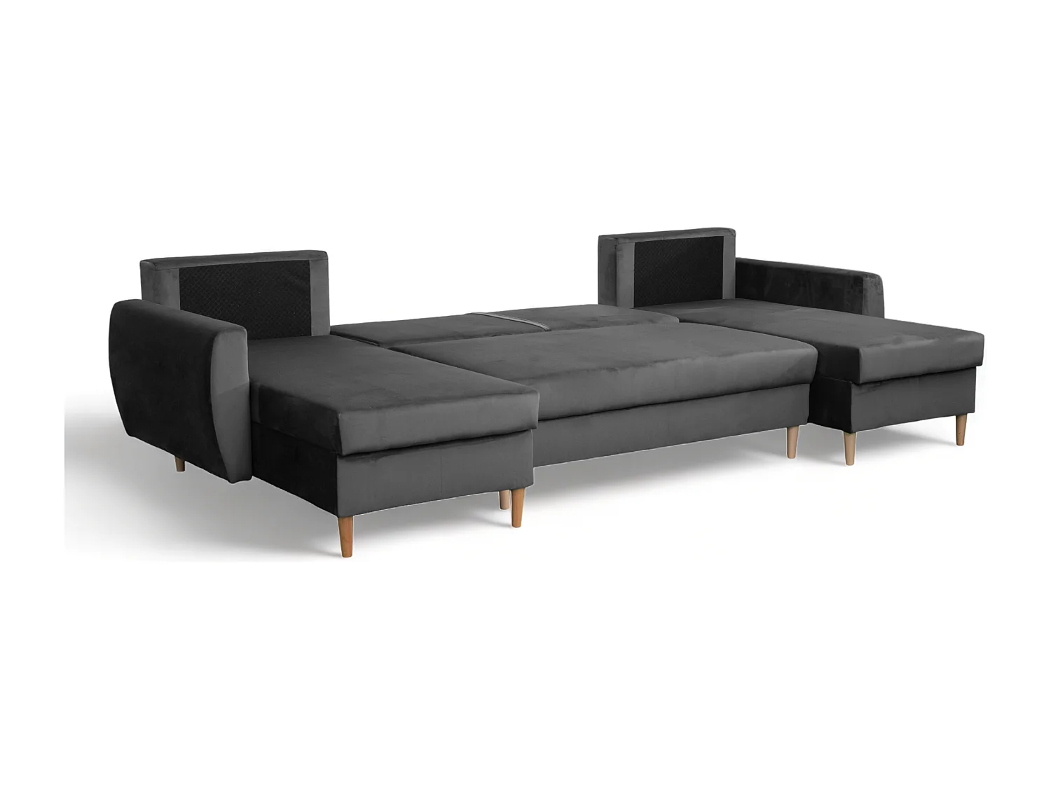 Ecksofa mit Schlaffunktion ROMEO U,  Stoff Riviera 95 grau, Maße 300 × 156 × 74 cm